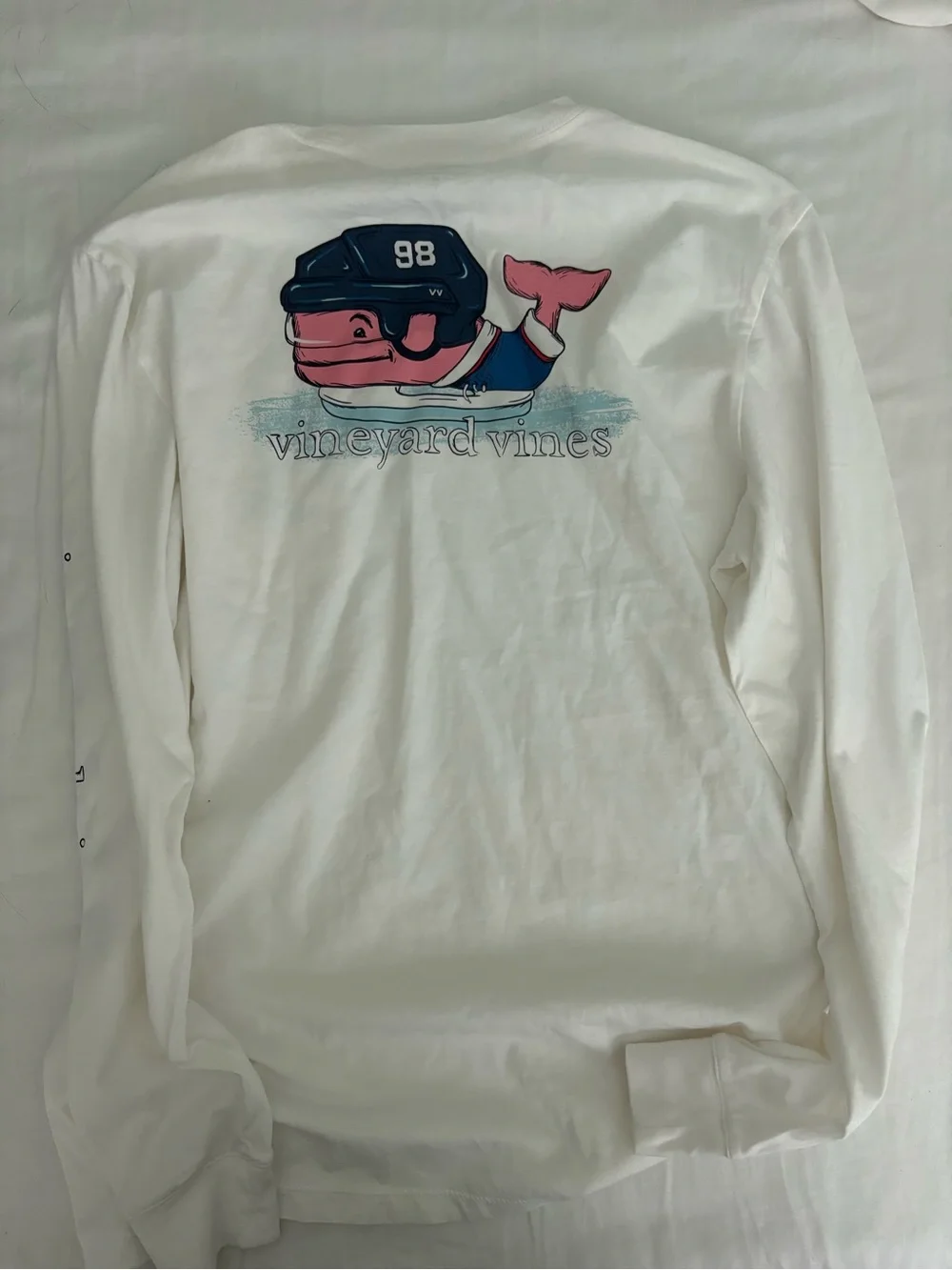 Vineyard Vines Hockey Whale - Youth XL 18 -  White Long-Sleeve Pocket Tee (NWT)
